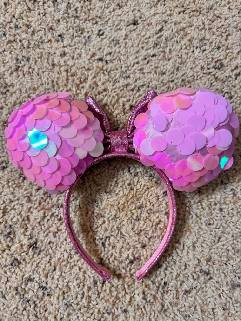 Viral TJ maxx Pink Sequin Minnie Ear Headband with Glitter Bow - Picture 2 of 2